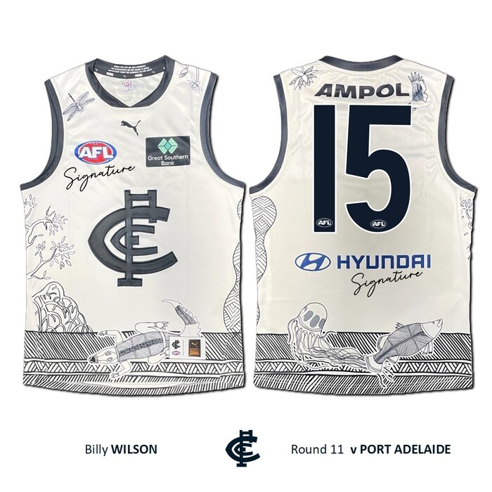 Photo of Billy Wilson #15 Carlton 2026 Indigenous Clash Guernsey