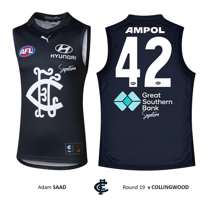 Photo of Adam Saad #42 Carlton 2026 Heritage Guernsey