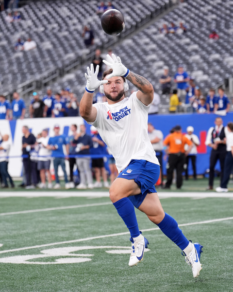 Giants - Never Forget - Cam Skattebo Pre Game Worn Shirt 