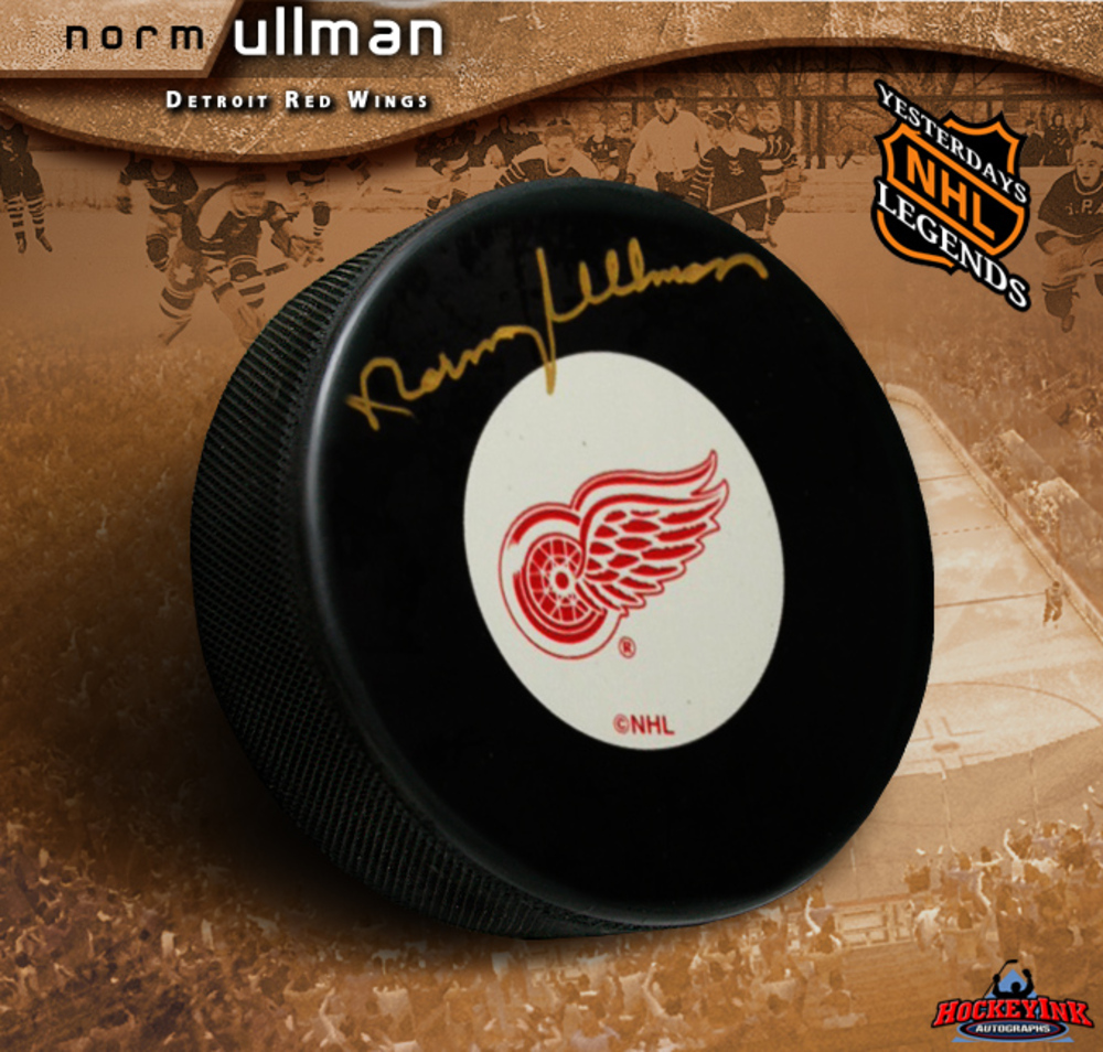 NORM ULLMAN Signed Detroit Red Wings Hockey Puck NHL Auctions