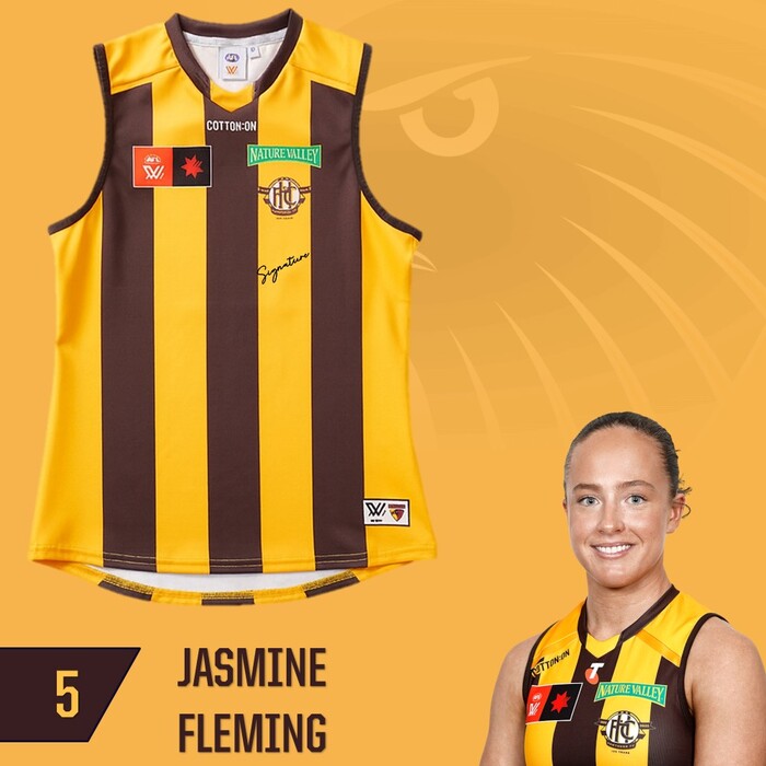 Jasmine Fleming #5 Hawthorn 2025 Semi-Final Match-Worn Guernsey