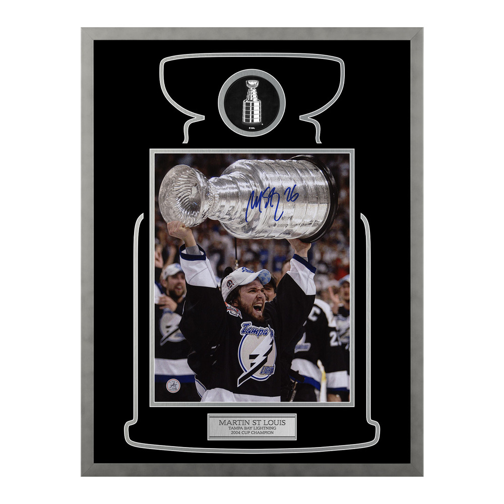 Martin St Louis Autographed Tampa Bay Lightning Cup Champion 21x27 Frame