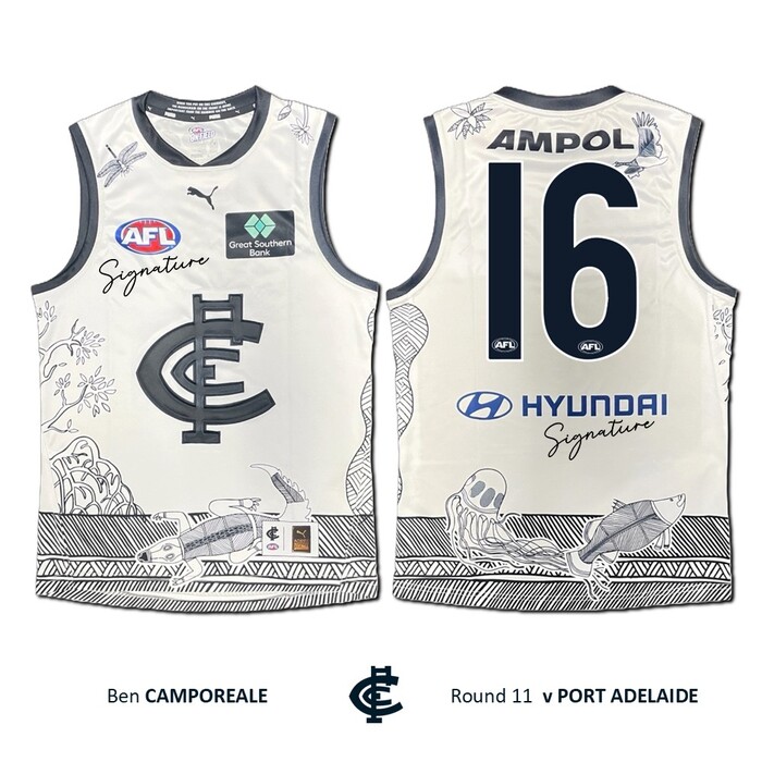 Photo of Ben Camporeale #16 Carlton 2026 Indigenous Clash Guernsey