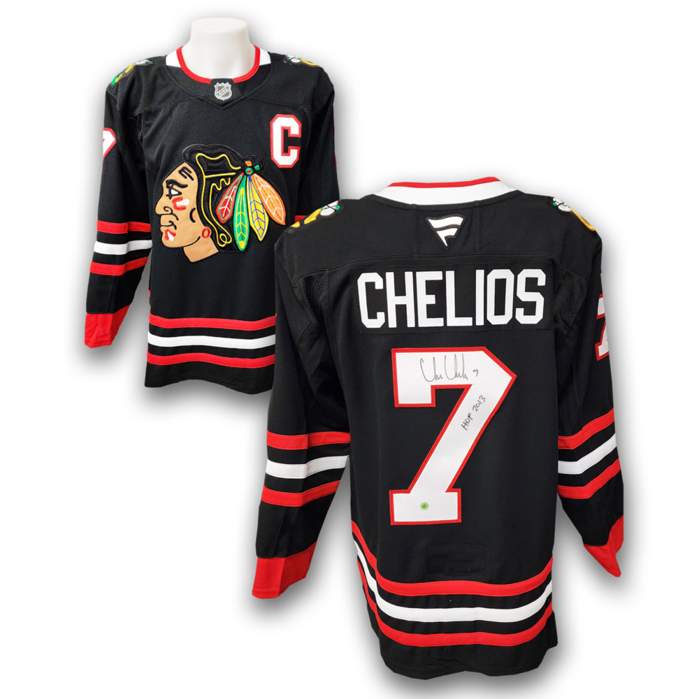 Chris Chelios Autographed Chicago Black Hawks Alternate Fanatics Premium Jersey