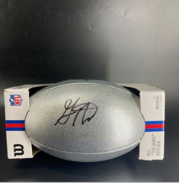 NFL - Chiefs Garrett Nussmeier Signed Silver Composite Football