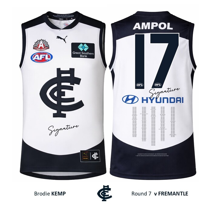 Photo of Brodie Kemp #17 Carlton 2026 ANZAC Day Match Guernsey