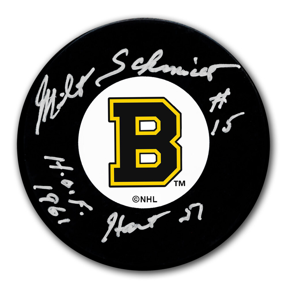 Milt Schmidt Boston Bruins HOF 1951 Hart Autographed Puck