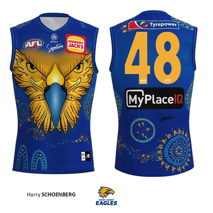 Photo of Harry Schoenberg #48 West Coast Eagles 2026 First Nations Player-Issue Guernsey