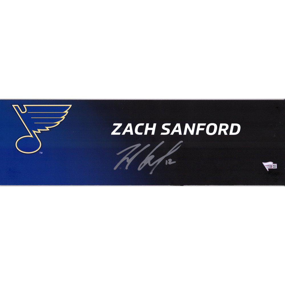 Zach Sanford St. Louis Blues 2019 Stanley Cup Champions Autographed Event-Used Media Nameplate