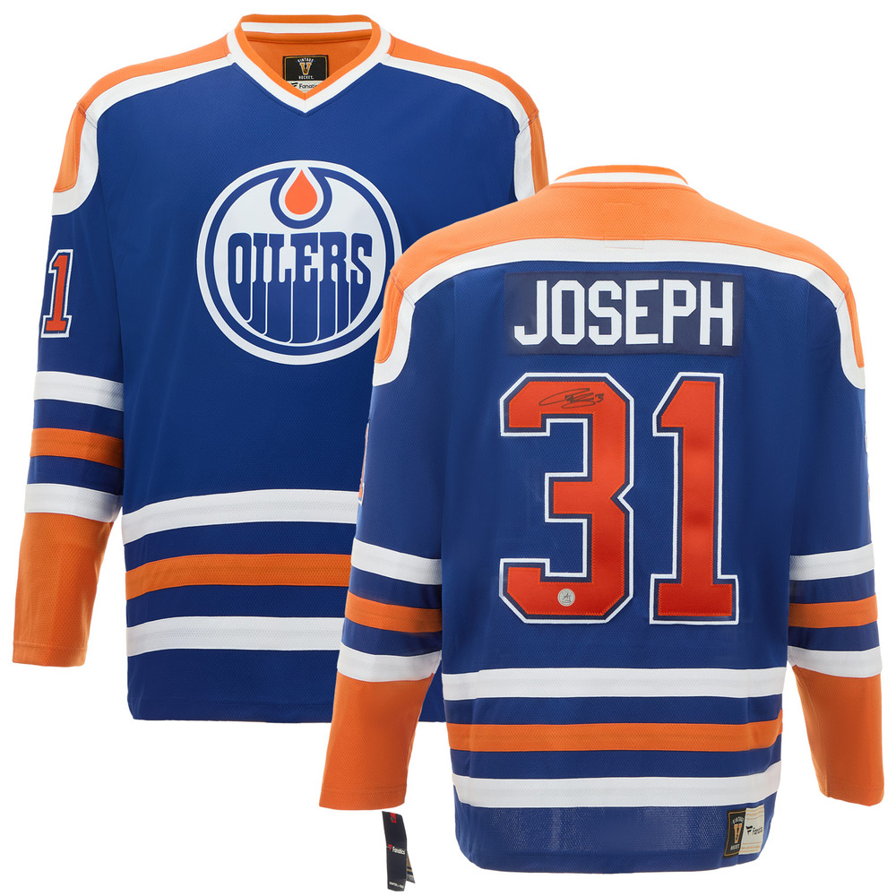 Curtis Joseph Autographed Edmonton Oilers Fanatics Throwback Jersey