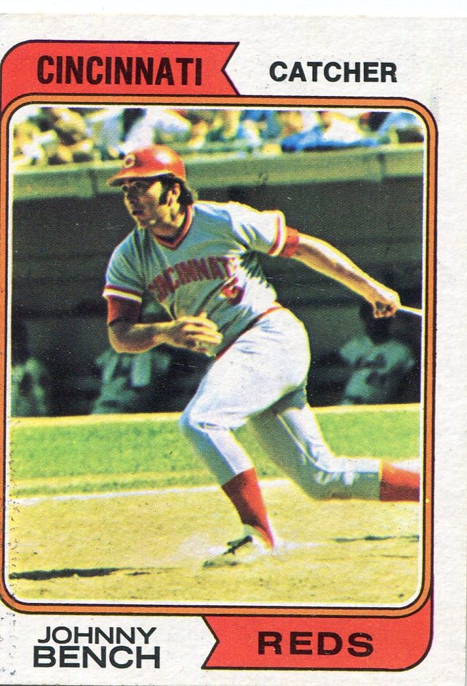 1974 Topps #10 Johnny Bench -- Hall of Famer