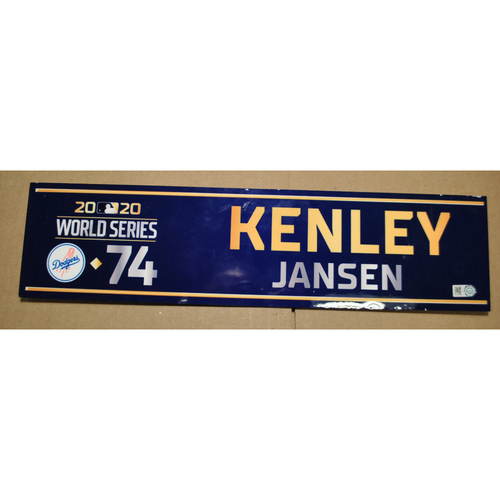 Game-Used Locker Name Plate - 2020 World Series - Los Angeles Dodgers vs. Tampa Bay Rays - Used Entire Series - Kenley Jansen (Los Angeles Dodgers)