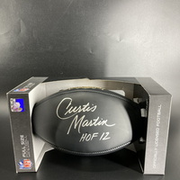 HOF - Jets Curtis Martin Signed Black Panel Ball With HOF Logo