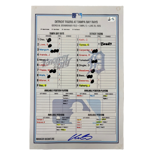 Game-Used or Autographed Line-Up Cards | MLB Auctions
