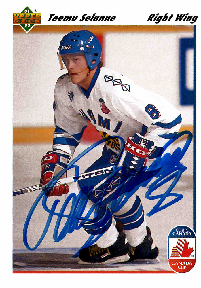 1991-92 UD Upper Deck #21 Teemu Selanne Autographed Rookie Card 