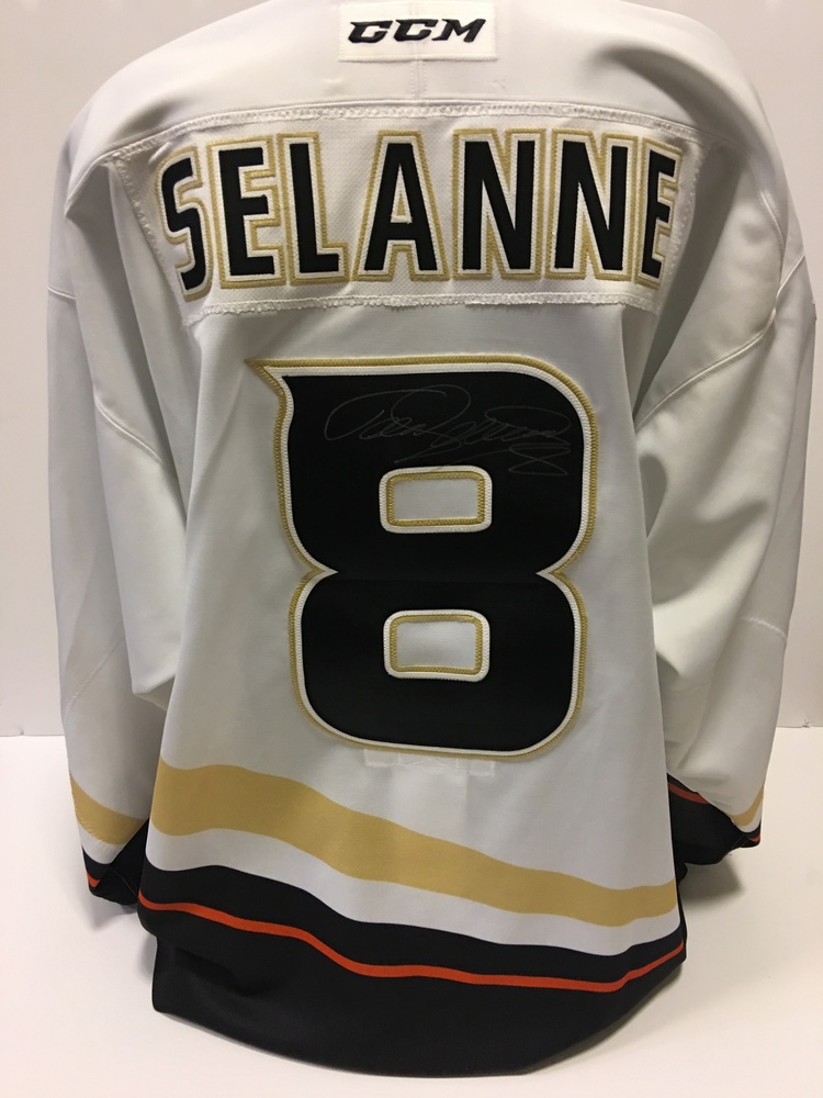 10th Anniversary Celebration Commemorative #8 Teemu Selanne Autographed Road Jersey