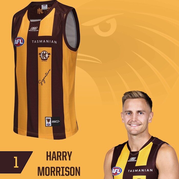 Photo of Harry Morrison #1 Hawthorn 2025 Elimination Final Player-Issue Guernsey