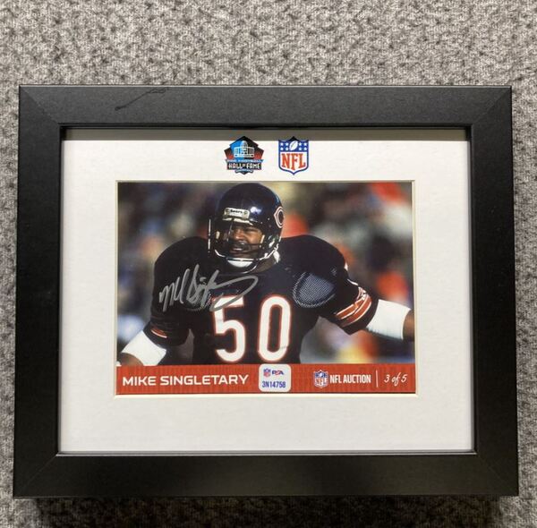 HOF - Bears Mike Singletary NFL Auction Exclusive Signed 5x7 Framed Phot...