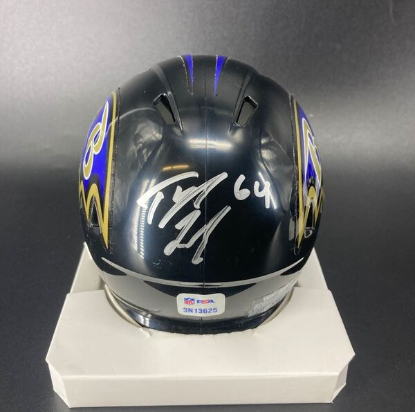 NFL - Ravens Tyler Linderbaum Signed Mini Helmet