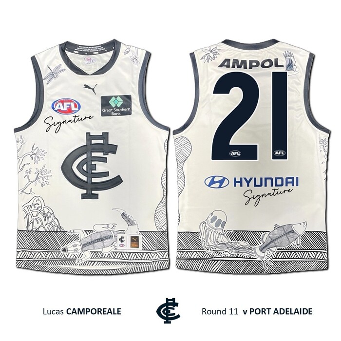 Photo of Lucas Camporeale #21 Carlton 2026 Indigenous Clash Guernsey