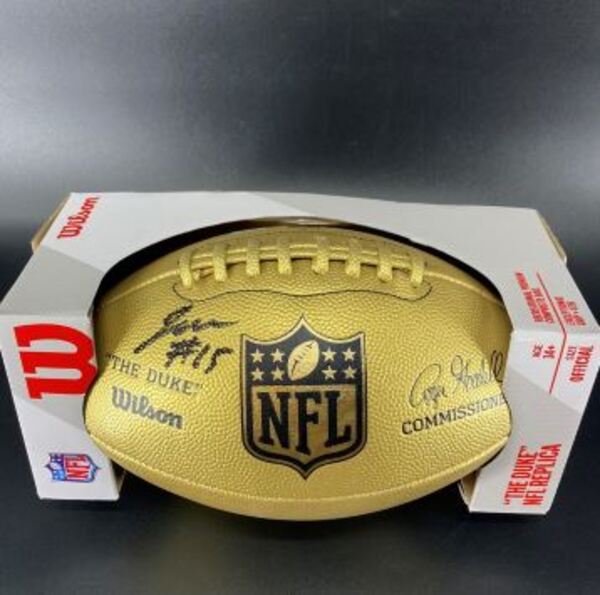 NFL - Buccaneers Jalen McMillan Signed Gold Composite Football