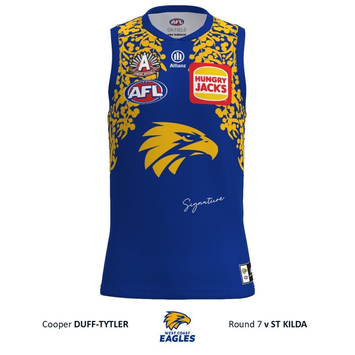 Photo of Cooper Duff-Tytler #21 West Coast Eagles 2026 Anzac Match-Worn Guernsey