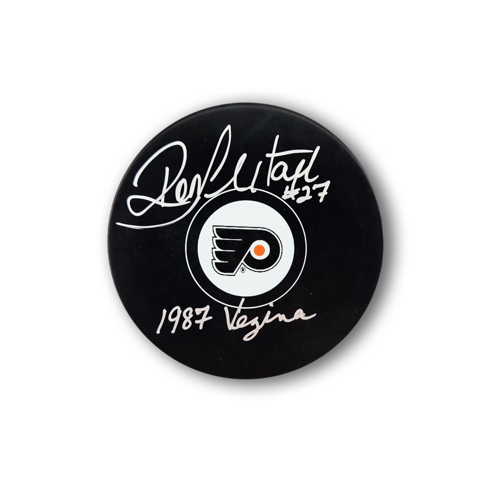 Ron Hextall Autographed Philadelphia Flyers Hockey Puck Inscribed 1987 Vezina