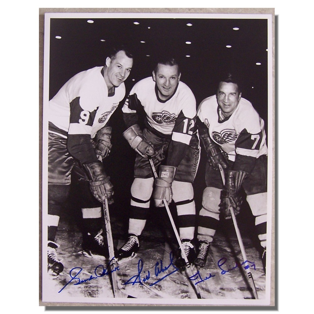 Gordie Howe, Ted Lindsay and Sid Abel Autographed 11x14 Photo