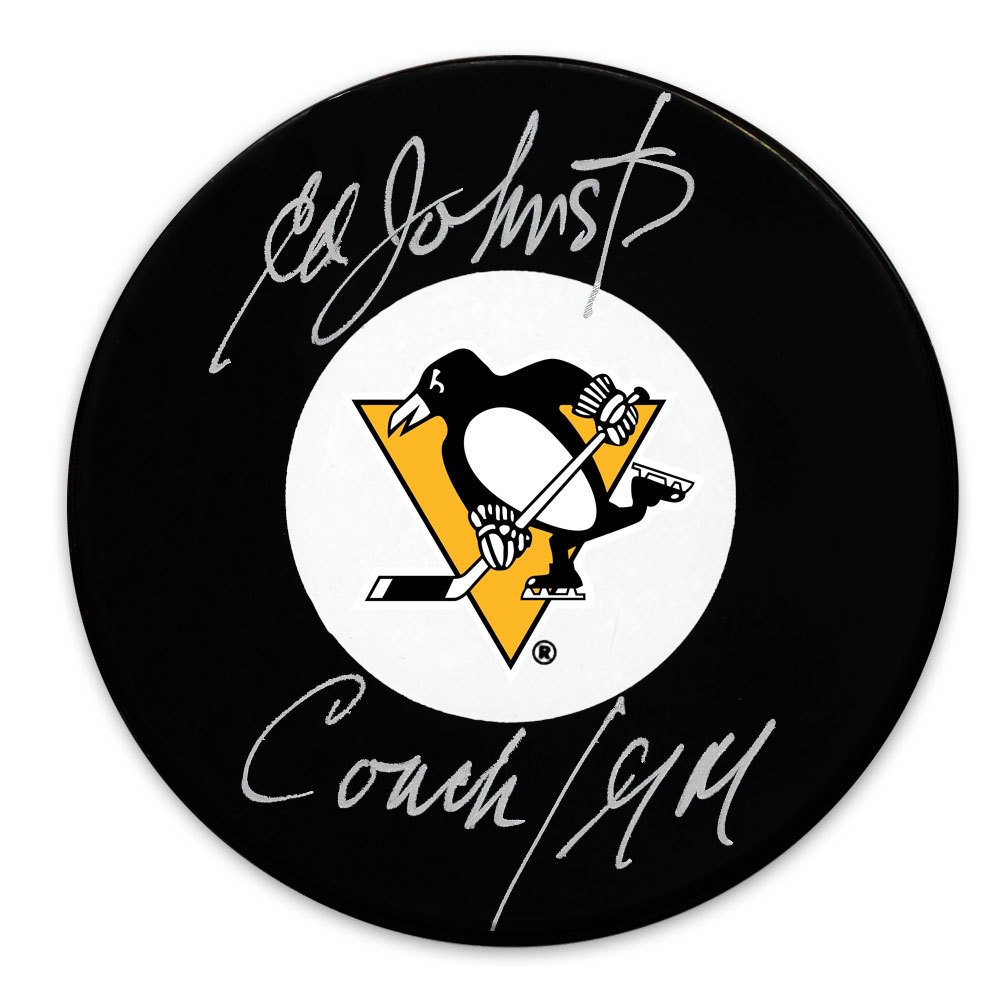 Ed Johnston Pittsburgh Penguins Coach / General Manager Autographed Puck