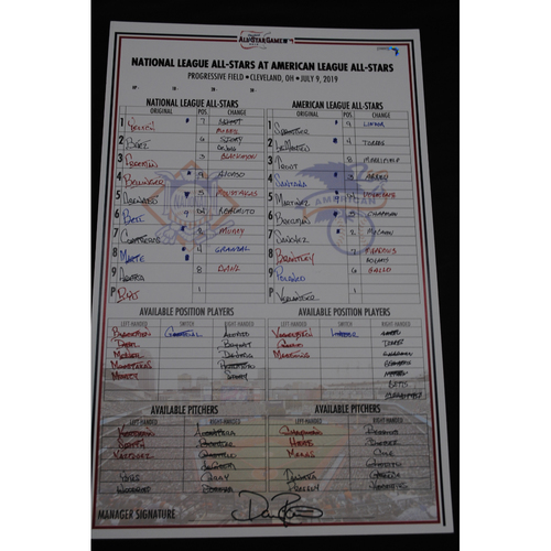 2019 All-Star Game (7/9/2019) - Game-Used Lineup Card - National League Dugout