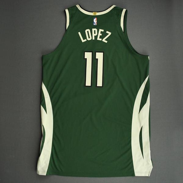 Brook Lopez Milwaukee Bucks Game Worn Earned Edition Jersey 1st Half 2021 NBA Playoffs 