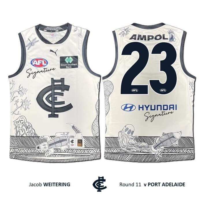 Photo of Jacob Weitering #23 Carlton 2026 Indigenous Clash Guernsey