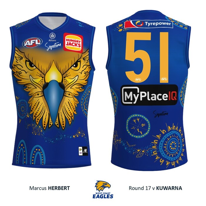 Photo of Marcus Herbert #51 West Coast Eagles 2026 First Nations Match-Worn Guernsey