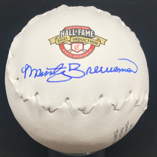 Marty Brennaman AUTOGRAPHED Softball with HOF 2021 Induction Logo