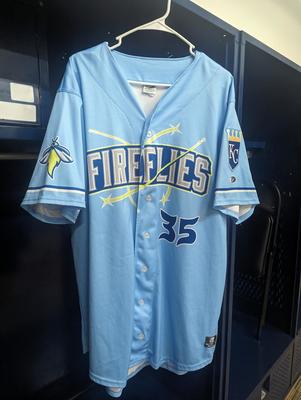Fireflies Baby Blue Jersey: #21 Mack Anglin - Size: 48