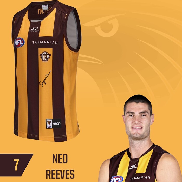 Photo of Ned Reeves #7 Hawthorn 2025 Elimination Final Player-Issue Guernsey