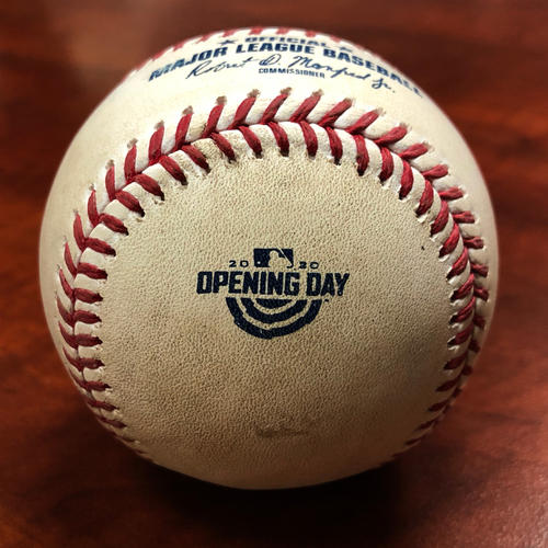 2020 Opening Day Game Used Baseball: Pitcher: Frankie Montas, Batters: David Fletcher (Strike Out), Mike Trout (Hit by Pitch) - Top 1 - 7-24-2020 vs. LAA