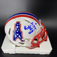 HOF - Oilers Robert Brazile Signed Mini Helmet with HOF 18 Inscription