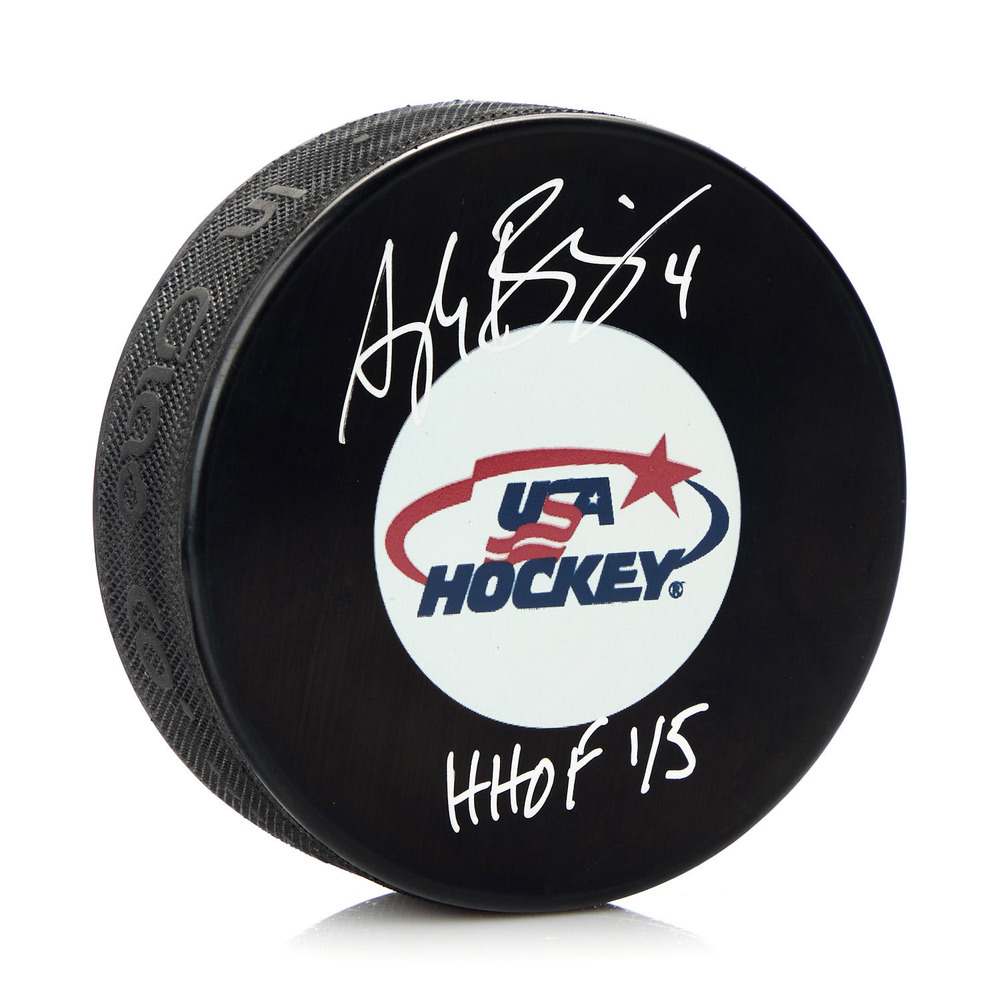 Angela Ruggiero Autographed Team USA Hockey Puck with HOF Note