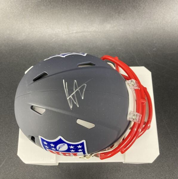 NFL - Saints Kyle Hergel Signed Blue Shield Mini Helmet