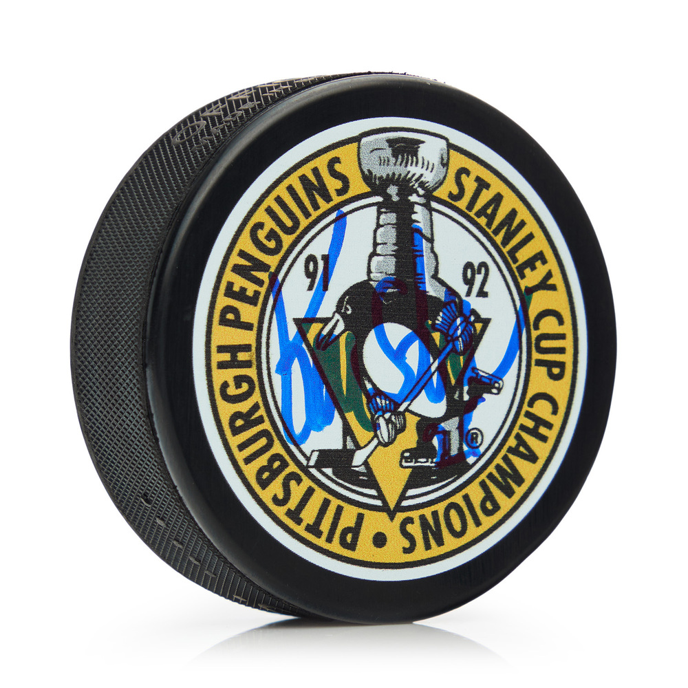 Kevin Stevens Signed Pittsburgh Penguins 91-92 Stanley Cup Puck
