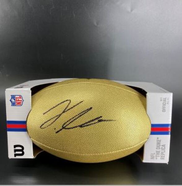 NFL - Cardinals Jeremiyah Love Signed Gold Composite Football