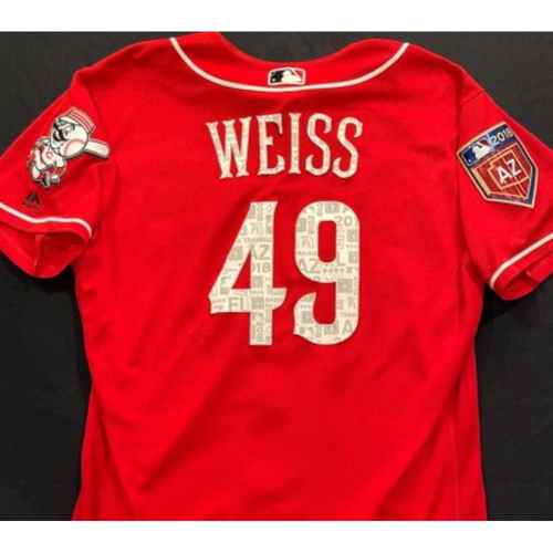 WEISS-49 -- Authentic Reds Jersey -- $1 Jersey Auction -- $5 Shipping -- Size 46 (Not MLB Authenticated)