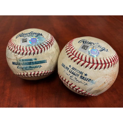 Game-Used Baseballs - P: Cole Irvin | B: Shohei Ohtani Fly Out (Top 1) & P: Shohei Ohtani | B: Mitch Moreland Ball (Btm 2) - Ohtani Pitched & Hit Ball From The Same Game