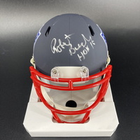 HOF - Oilers Robert Brazile Signed NFL Shield Mini Helmet with "HOF...