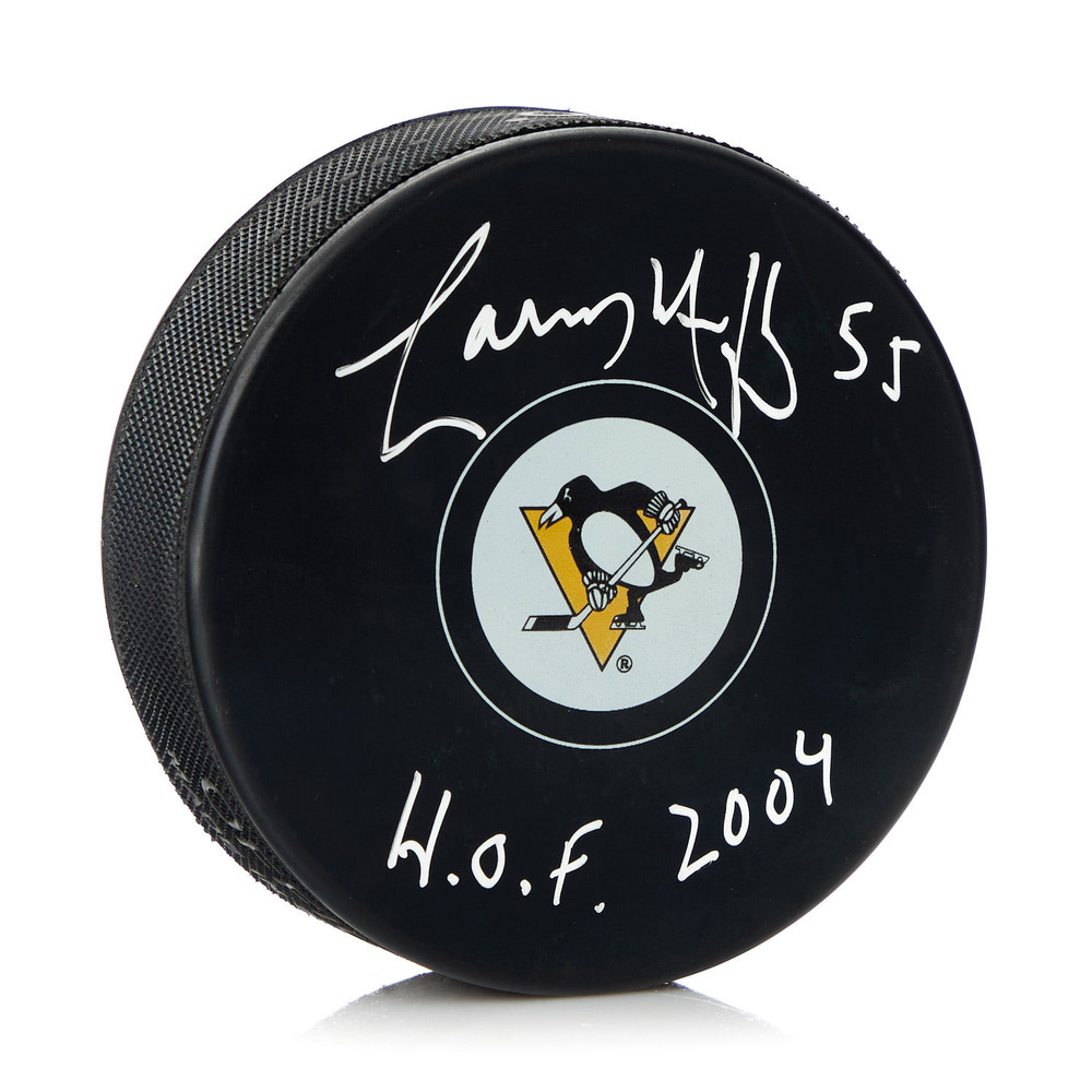 Larry Murphy Signed Pittsburgh Penguins Hockey Puck with HOF Note