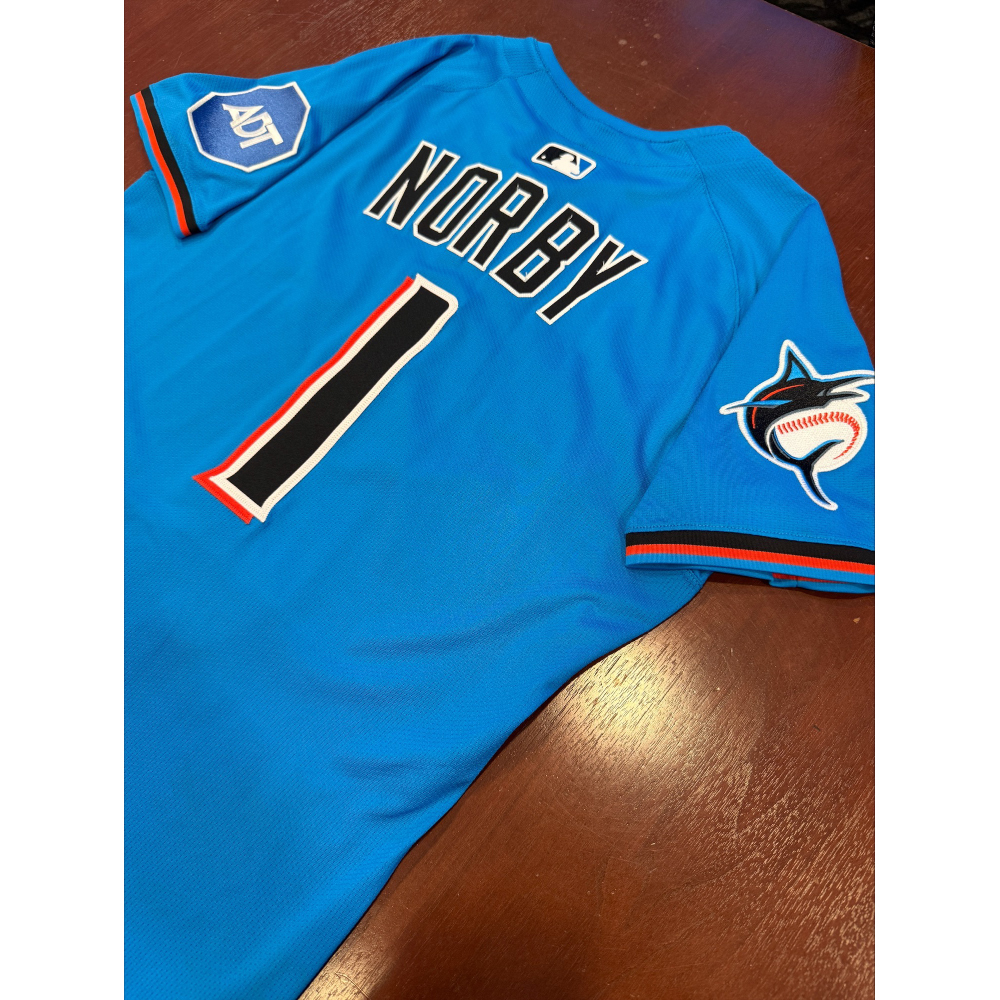 Connor Norby Game-Used Blue Alternate Jersey from 2025 Season