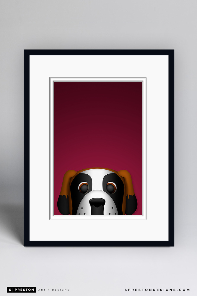 Bernie The St. Bernard - Framed Limited Edition Minimalist NHL Mascot Art Print (6/350) by S. Preston