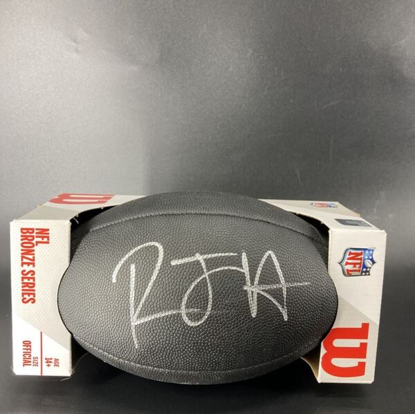 NFL - Broncos RJ Harvey Signed Black Composite Silver Series Football
