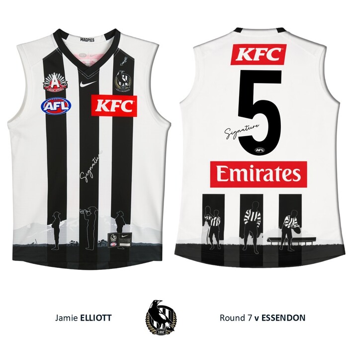 Photo of Jamie Elliott #5 Collingwood 2026 Anzac Day Guernsey